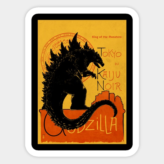 Gojira Noir Sticker by thedarkcloak